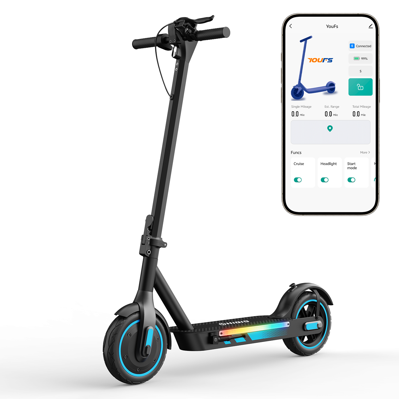 V10 Pro Scooter Elettrico da 500W con Pneumatici a Nido d'Api da 10 Pollici