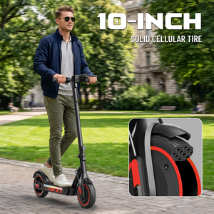 V10 Pro Scooter Elettrico da 500W con Pneumatici a Nido d'Api da 10 Pollici