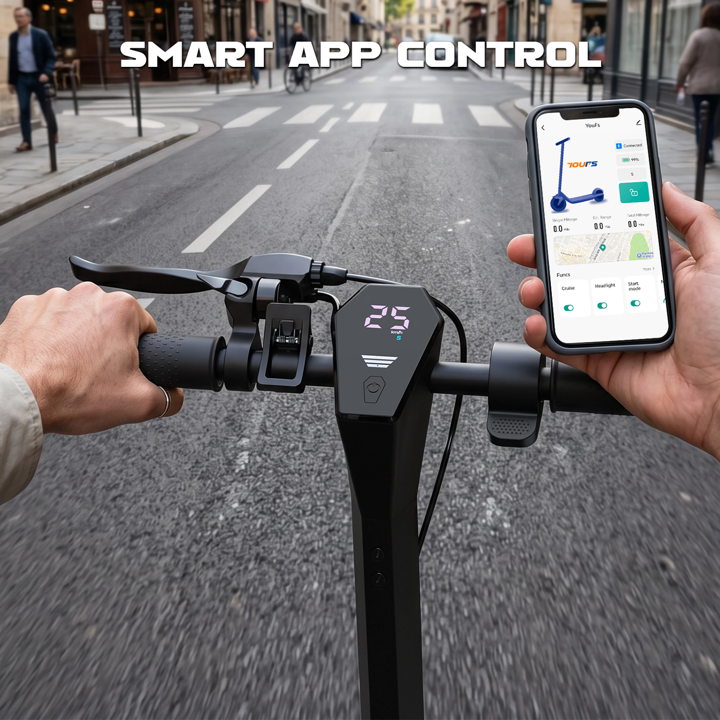 V10 Pro Scooter Elettrico da 500W con Pneumatici a Nido d'Api da 10 Pollici