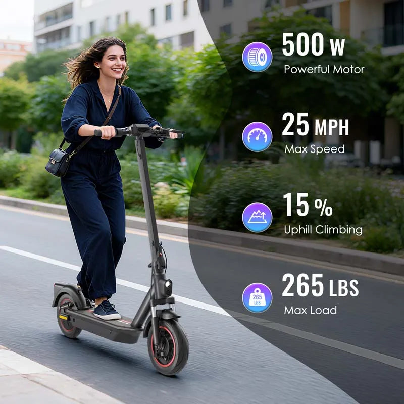 MAX PRO Scooter Elettrico da 600W con Pneumatici ad Aria da 10 Pollici